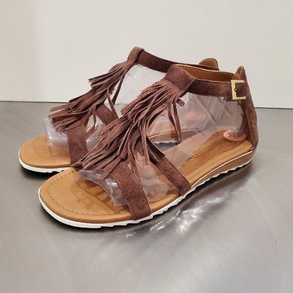 A.Giannetti Brown Suede Sandals Fringe - Picture 1 of 8